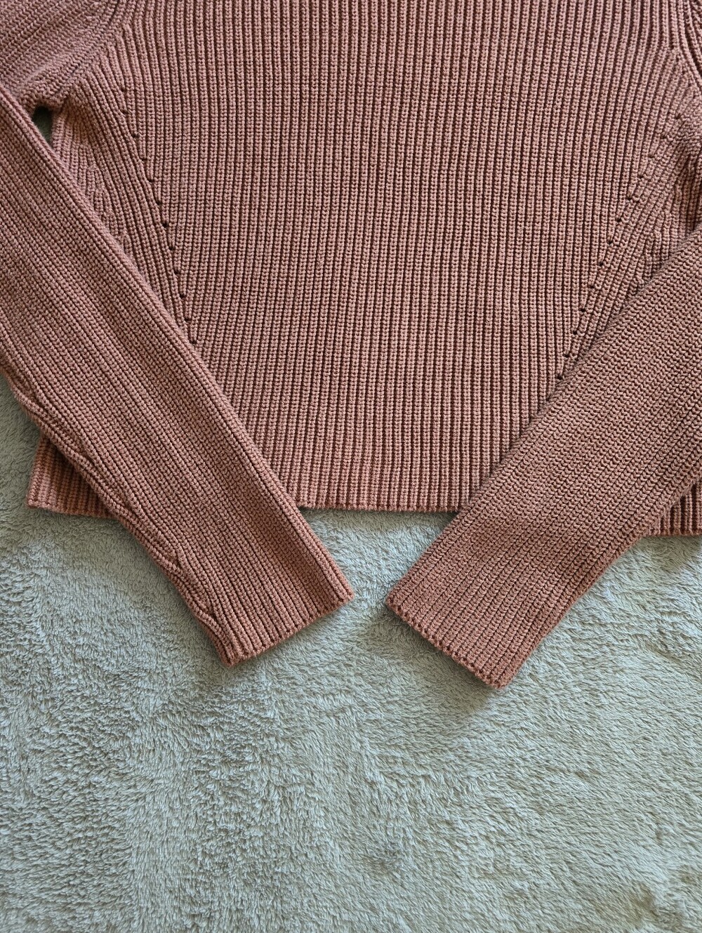 Kuwalla Rust Rib-Knit Mock Neck Sweater Size Medium - Picture 6 of 12